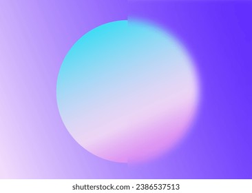 Glassmorphism landing page with square frame. Vector illustration with blurry floating spheres in violet color