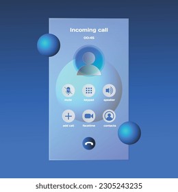 Glassmorphism mobile call element kit template design