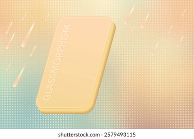 Glassmorphism Panel Frame On Beige Gradient Mesh Background. Aesthetic Design Vector Illustration For E-commerce, Beauty, Cosmetic, Fashion Products Display On Web And Mobile Landing Page