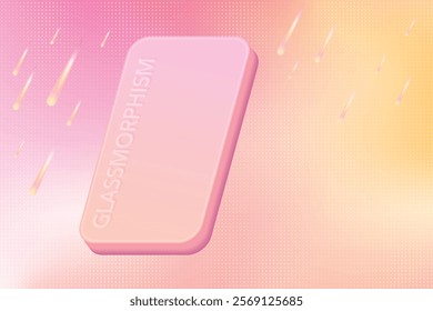 Glassmorphism Panel Frame On Pink Gradient Mesh Background. Aesthetic Design Vector Illustration For E-commerce, Beauty, Cosmetic, Fashion Products Display On Web And Mobile Landing Page