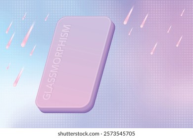 Glassmorphism Panel Frame On Purple Gradient Mesh Background. Aesthetic Design Vector Illustration For E-commerce, Beauty, Cosmetic, Fashion Products Display On Web And Mobile Landing Page