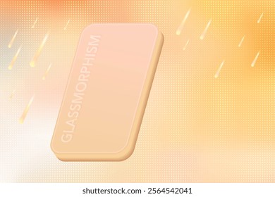 Glassmorphism Panel Frame On Yellow Gradient Mesh Background. Aesthetic Design Vector Illustration For E-commerce, Beauty, Cosmetic, Fashion Products Display On Web And Mobile Landing Page