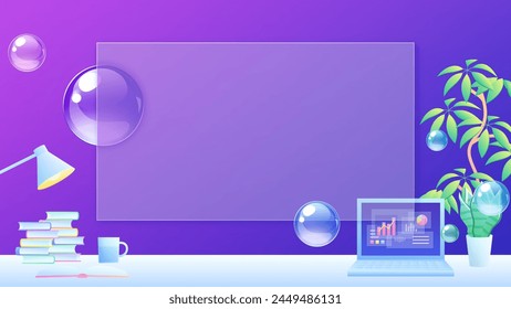 Glassmorphism screen and office background_16:9
