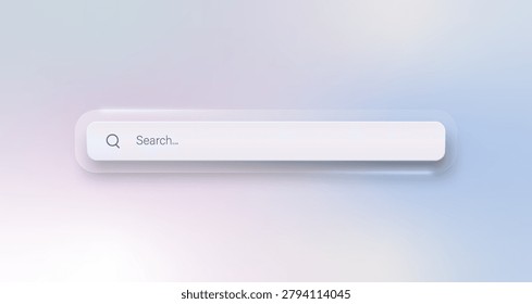 Glassmorphism Search Bar UI Element On Soft Pastel Gradient Background