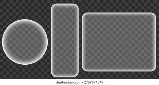 Glassmorphism Shape Collection Illustration Featuring Transparent Frosted Elements For Modern User Interface Design Creative Technology Projects And Digital Presentations