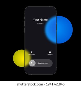 Glassmorphism Smartphone Call Screen Mockup. Vector illustration