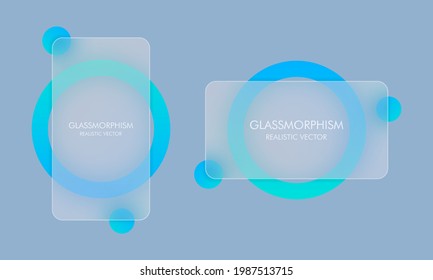 Glassmorphism style. Blank sale banner. Realistic glass morphism effect with set of transparent glass plates. Vector illustration.