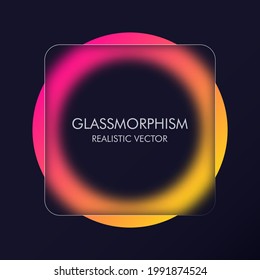 Glassmorphism style. Blank sale banner. Realistic glass morphism effect with set of transparent glass plates. Vector illustration.