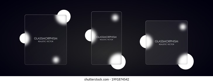 Glassmorphism style. Blank sale banner. Realistic glass morphism effect with set of transparent glass plates. Vector illustration.