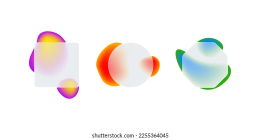 Glassmorphism style shapes vector illustration. Blurred shape on glassmorphic element.
