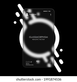 Style glassmorphisme. Le concept des médias sociaux. Modèle vierge de carrousel photo. Effet de morphisme du verre réaliste avec un ensemble de plaques de verre transparentes. Illustration vectorielle.