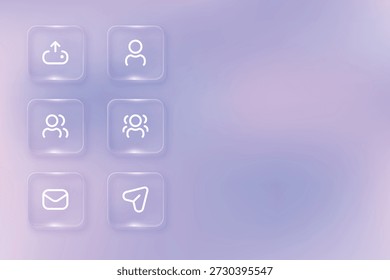 Conjunto de iconos de interfaz de usuario de Glassmorpism para la interfaz moderna de App móvil y de Web