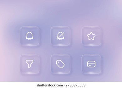 Conjunto de iconos de interfaz de usuario de Glassmorpism para la interfaz moderna de App móvil y de Web