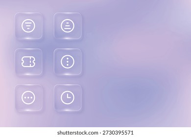 Glassmorphism UI Icons Set for Modern Mobile and Web App Interface