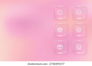 Glassmorphism UI Icons Set for Modern Mobile and Web App Interface