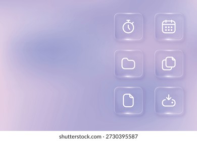 Glassmorphism UI Icons Set for Modern Mobile and Web App Interface