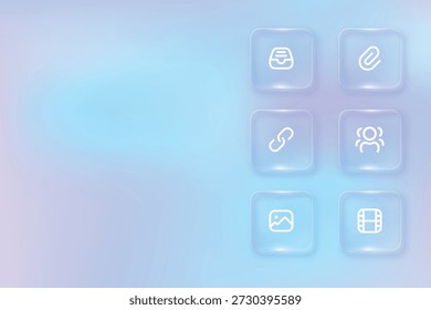 Conjunto de iconos de interfaz de usuario de Glassmorpism para la interfaz moderna de App móvil y de Web