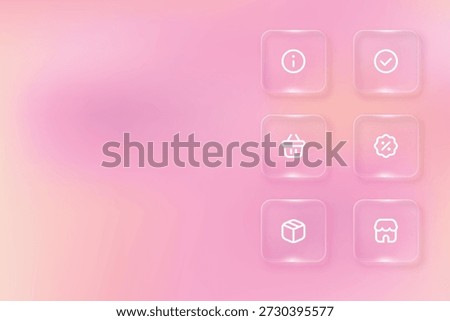 Glassmorphism UI Icons Set for Modern Mobile and Web App Interface