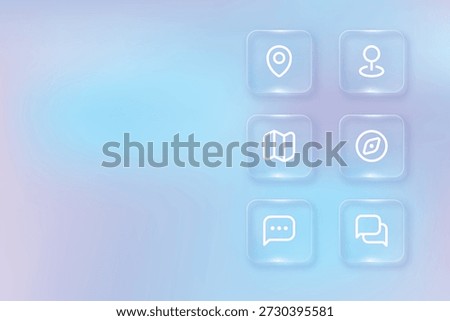 Glassmorphism UI Icons Set for Modern Mobile and Web App Interface