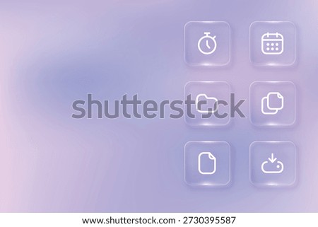 Glassmorphism UI Icons Set for Modern Mobile and Web App Interface