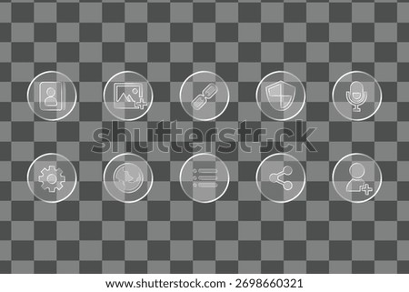 Glassmorphism ui icons set for web and mobile applications.