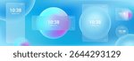 Glassmorphism UI. User interface elements for mobile app. Glass texture icons set. Vector. Simple modern design. For web, social media, business. Eps10 illustration. Abstract background. Blue color.