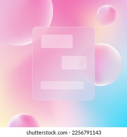 Glassmorphism vector concept. Glass effect login page. Mobile app concept. Blurered sign up form design