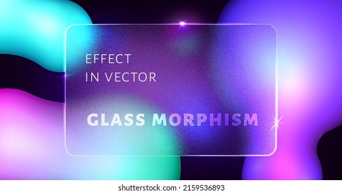 Glassmorphism vector effect and transparent card frame colorful fluid gradient  Glass morphism neon blur futuristic purple background  Frosted acrylic  plexiglass mate plate rectangle shape 