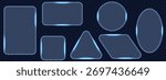 Glassmorphism. Vector illustration of trendy Glassmorphism effect  Empty Frame set. Glass Frame collection with blank space for text and blue shine element. EPS 10