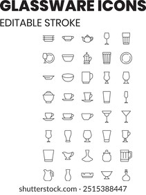 Glassware - 40 vector icons