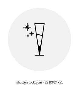 glassware or champagne glass icon with cold water on white background. simple, line, silhouette and clean style. black and white. suitable for symbol, sign, icon or logo