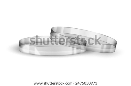 Glassware for experiments. Petri dish on a white background. Vector illustration