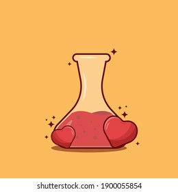 Glassware with Heart Symbol Vector Illustration. Medical Design Concept.