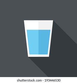 glassware icon. Flat design style modern vector illustration. Isolated on stylish color background. Flat long shadow icon. Elements in flat design.