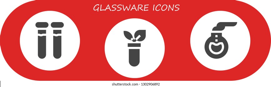  glassware icon set. 3 filled glassware icons.  Simple modern icons about  - Test tubes, Test tube, Florence flask