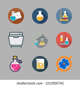 glassware icon set. vector set about flask, flasks, poison and dishwasher icons set.