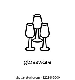 glassware icon. Trendy modern flat linear vector glassware icon on white background from thin line Furniture and household collection, outline vector illustration