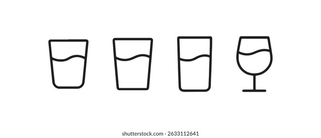Iconos de cristalería con diferentes tipos de bebidas Vector