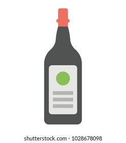 
A glassware olive oil bottle, flat icon
