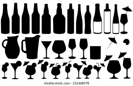 glassware set isolated on white