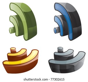 Glassy 3D rss feed logo icon.