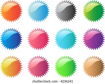 glassy buttons. 12 different colors