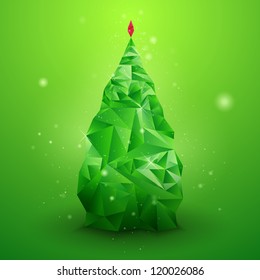 Glassy Christmas Tree. Abstract vector background. Christmas background. Holiday background. Christmas poster. Green background. Vector illustration. Abstract art