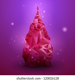 Glassy Christmas Tree. Abstract vector background. Christmas background. Holiday background. Christmas poster. Violet background. Vector illustration. Abstract art