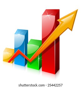 Glassy colorful graph with arrow