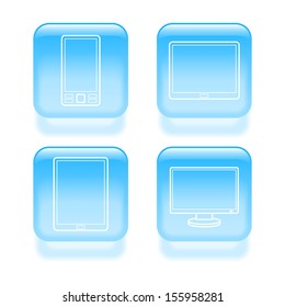 Glassy device icons. Vector illustration.