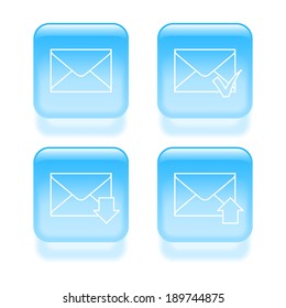 Glassy email icons. Vector illustration.