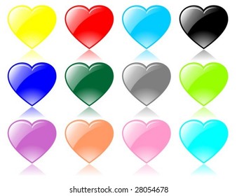 glassy heart set vector