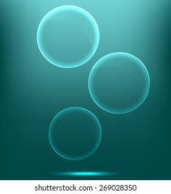 Glassy infographic circles icons on cyan background