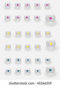 Glassy media player button set